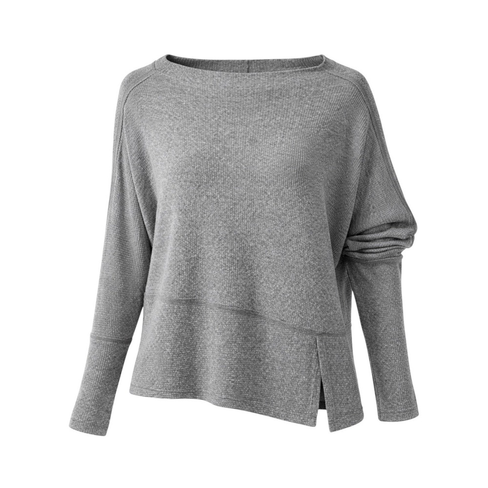 We The Free Waffle Knit North Shore Thermal Top Gray Oversized Pullover Medium